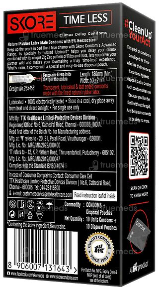 Skore Timeless Climax Delay Condom 10 - Uses, Side Effects, Dosage ...