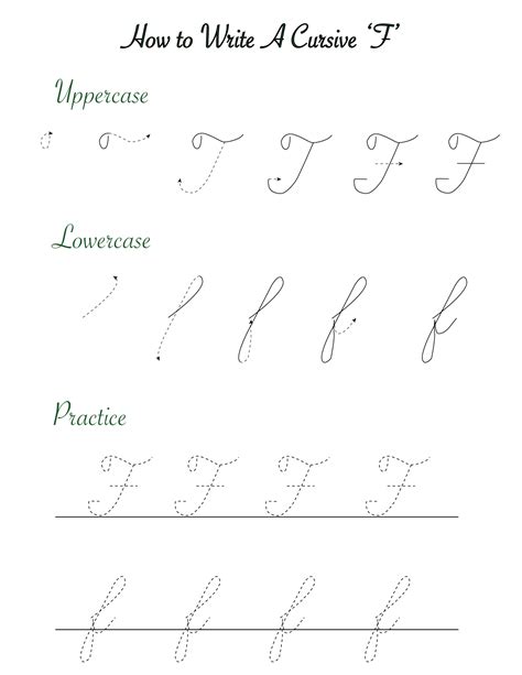 Cursive 'F' Worksheets to Practice Capital, Upper and Lowercase Letter ...