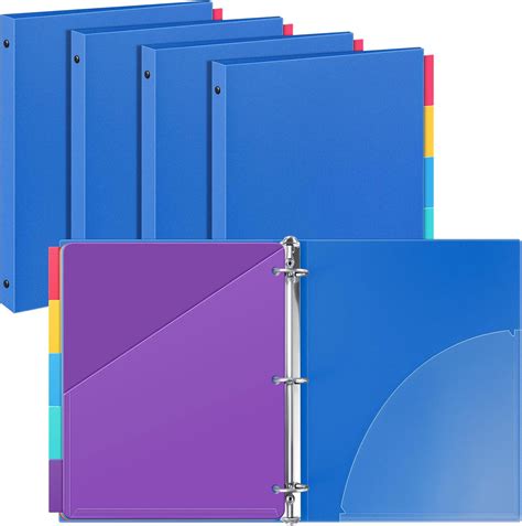 Amazon.com : Henoyso 4 Sets 1 Inch 3 Ring Binder with 5 Tab Dividers ...