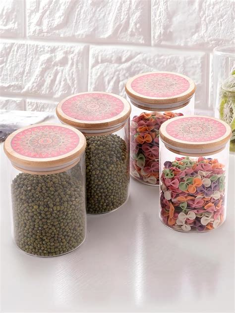 Buy UMAI Borosilicate Glass Jar with Printed Bamboo Lid|Kitchen ...