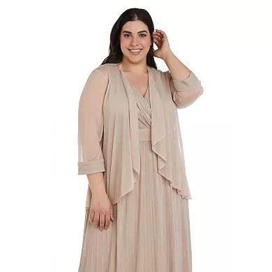 Plus Size R&M Richards 2-Piece Flyaway Jacket and Surplice Dress Set