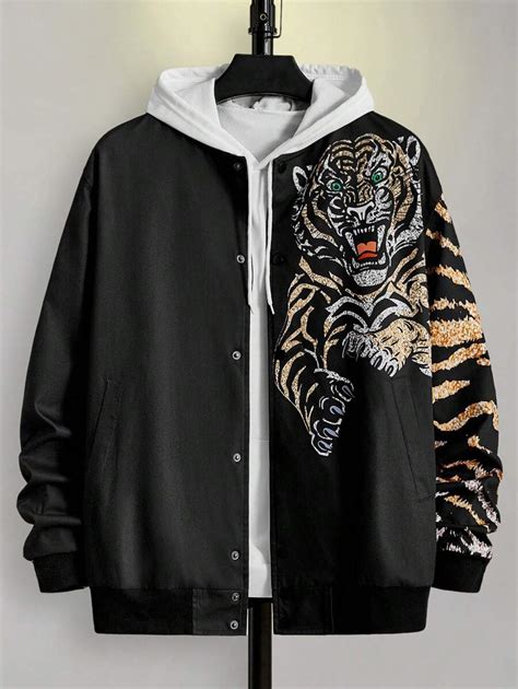 Manfinity ModaGents Oversized Men's Tiger Print Bomber Jacket, Without ...