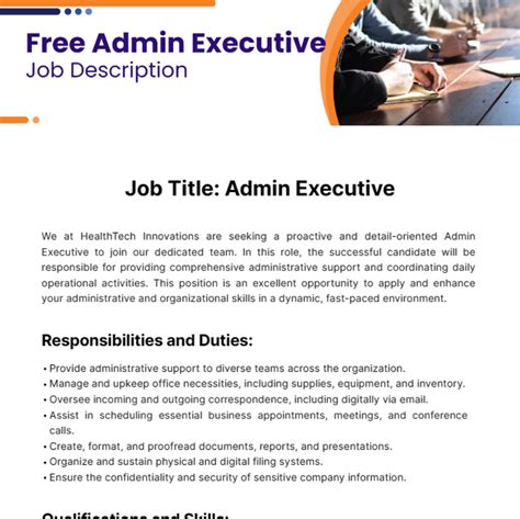 Free Admin Executive Job Description Template to Edit Online