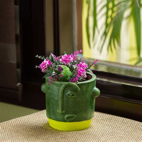 ExclusiveLane 'Abstract Face' Handmade & Handpainted Terracotta ...