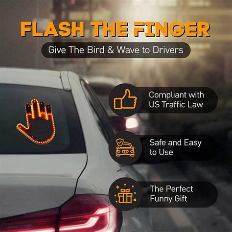 Middle Finger Gesture Light with Remote, Car Accessories for Men Gifts NEW | Fruugo UK