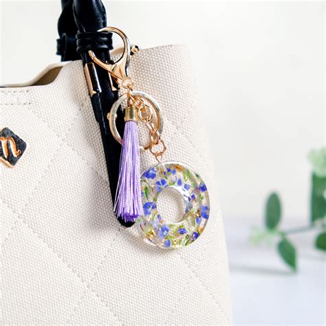 Ornate O Lavender Forget Me Not Keychain Online - Premium Keychain ...