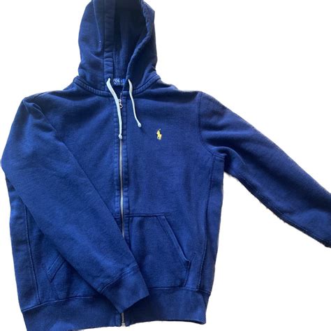 navy blue polo hoodie size medium men - Depop