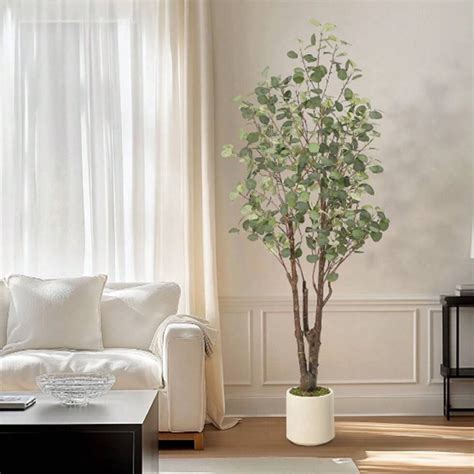 Soonbuy Artificial Eucalyptus Tree Indoor, 5ft Tall Fake Artificial ...