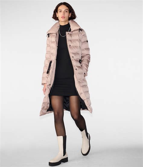 Women's Puffer Trench Coat In Tea Pink - Arcane Fox