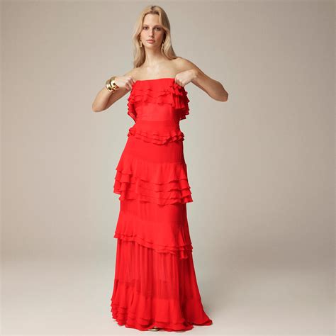 J.Crew: Collection Tiered Ruffle Dress In Chiffon For Women