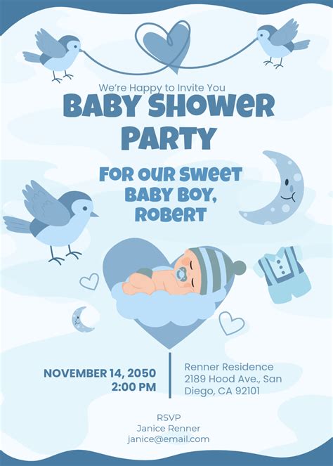 Free Boy Baby Shower Invitation Templates, Editable and Printable
