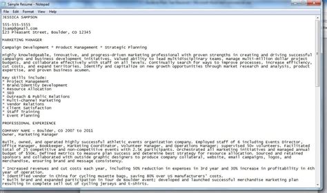 ASCII Resume Example 的图像结果