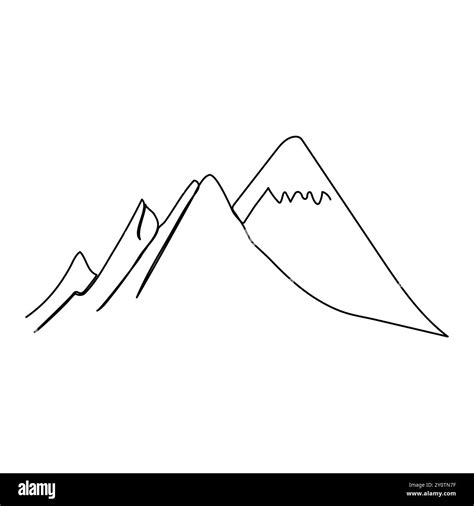 Single continuous line drawing mountains outline vector art illustration Mountain range ...