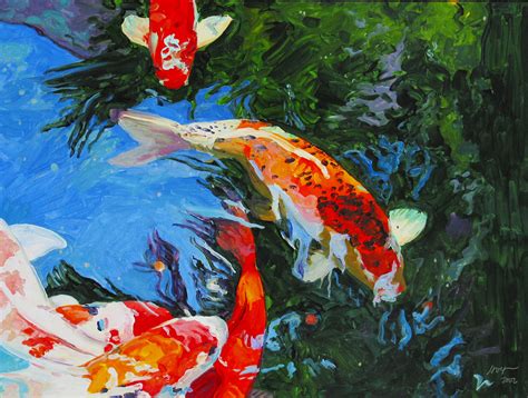Koi Fish Paintings, Koi Paintings, Nature Paintings, Koi Artwork ...