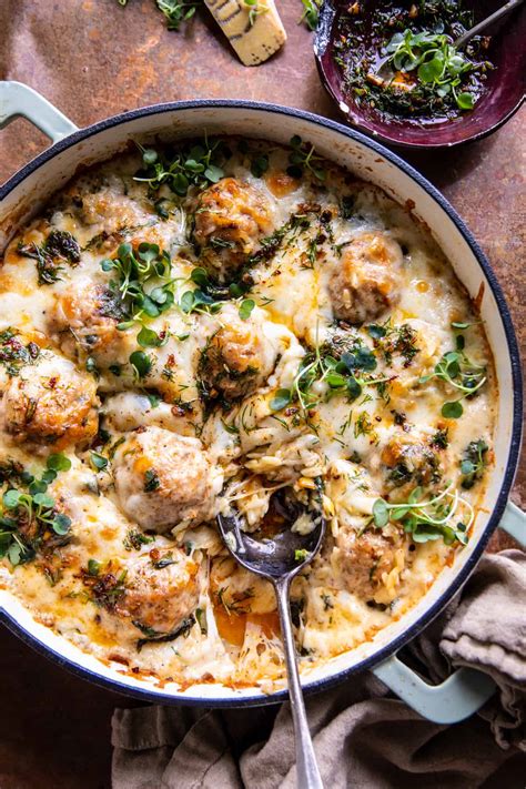 Baked Lemon Rosemary Chicken Meatballs and Creamy Orzo | Recipe Cart ...