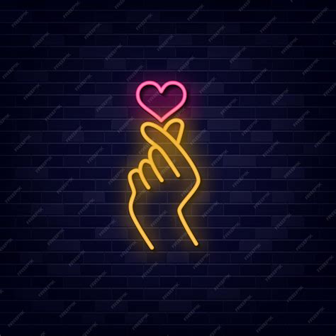 Premium Vector | Korean finger heart neon sign vector neon sign symbol ...