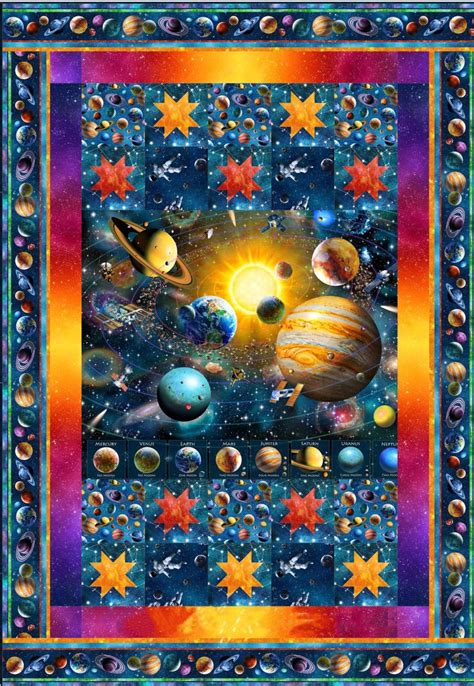 RARE Quilt Kit 60"x86", Universe Fabrics by Northcott Fabrics, Quilt Planets Earth Saturn Mars ...