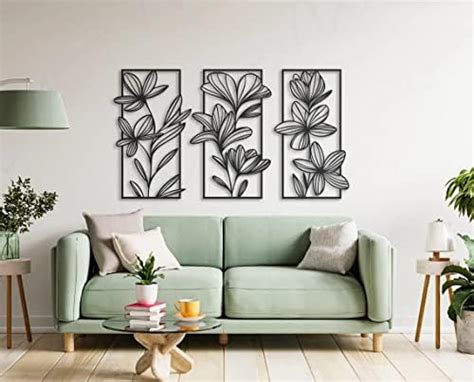 Herrlich Homes 5 Piece Gold Flower Wall Art, Floral Metal Wall Decor ...