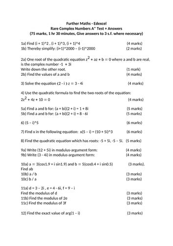 Image result for Complex Numbers Test