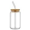 Buy SKDBPM Glass Tumbler with Bamboo Lid and Glass Straw Glass Reusable ...