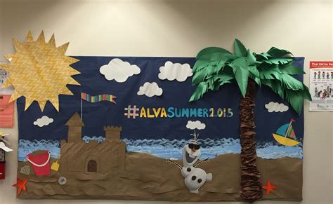 Bulletin Board with Summer Beach Scene