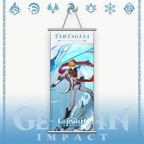 Genshin Impact Tartaglia Gaming Anime Wall Hanging Scroll