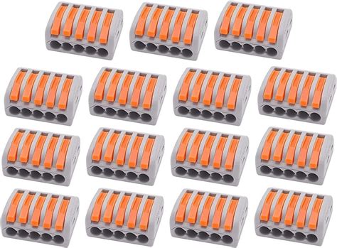 Besillia 15 Pcs 5 Port Lever Wire Conductor Compact Wire Connectors ...