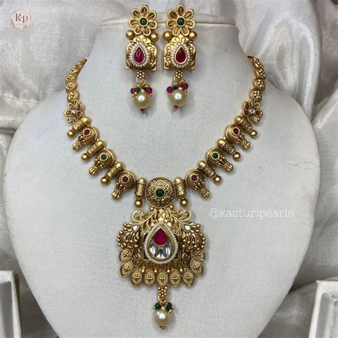 Ranjani Antique rajwada necklace set – Kasturi pearls