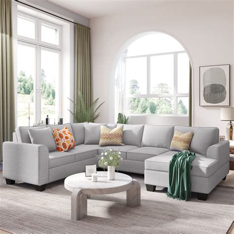 Buy Sectional Couch Upholstered Modern English Arm Classic U-Shaped ...