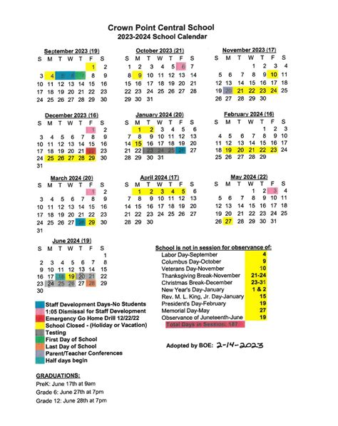 District Calendar – Crown Point Central School