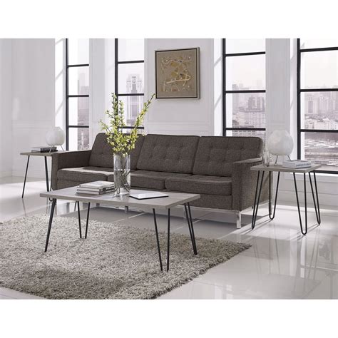 Modern Classic Vintage Style Coffee Table with Wood Top and Metal Legs ...