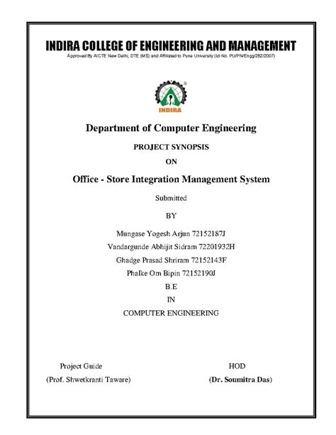 Synopsis Format final - Department of Computer Engineering PROJECT ...