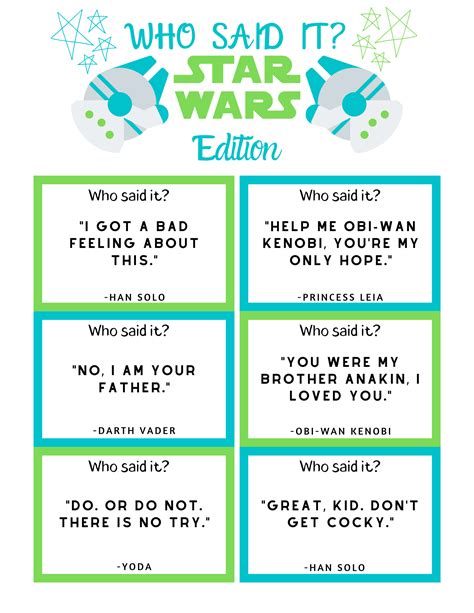 FREE Star Wars Trivia Game Printable for Kids
