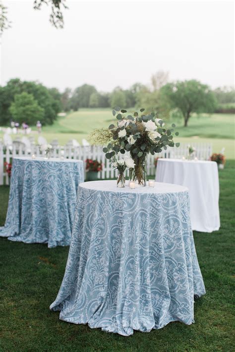 Pale Blue Patterned Cocktail Table Linens
