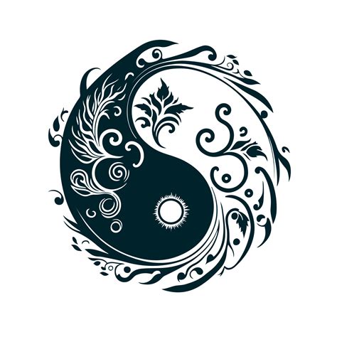 Floral Yin and Yang symbol of harmony and balance. Simple, elegant vector illustration perfect ...