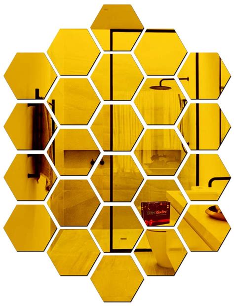 Mirror wall stickers wall stickers for living room 3d hexagon mirror ...