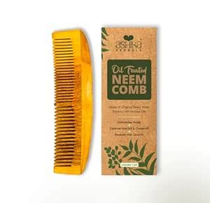 Buy Ashika Herbals Oil Treated Kacchi Neem Wood Comb for Hair Growth ...