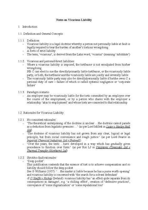 Vicarious Liability Notes: Key Concepts & Legal Principles Explained ...