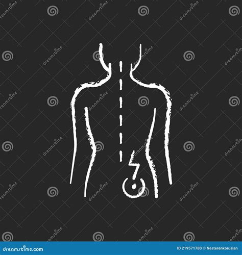 Lower Right Back Pain Chalk White Icon on Black Background Stock Vector - Illustration of sprain ...