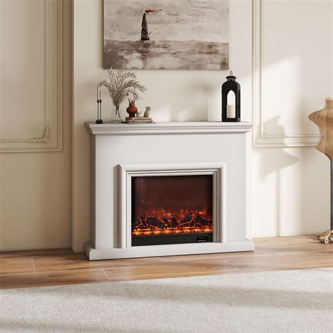 47.24" Minimalist Electric Fireplace，Wooden Surround Firebox TV Stand ...