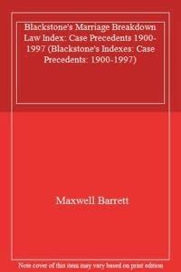 Buy Blackstone's Marriage Breakdown Law Index (Blackstone's Indexes ...