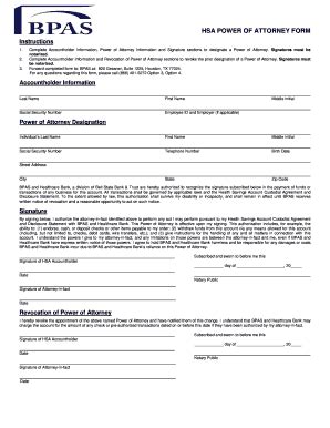 HSA Power of Attorney Form - Blank Fillable Template | Fill Out, Print ...