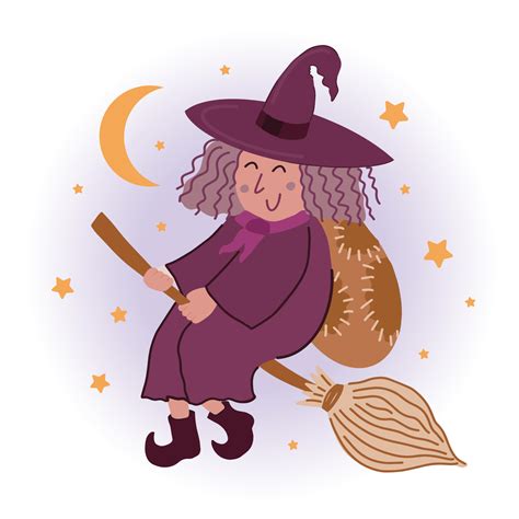 Cute cartoon vector illustration of Witch Befana - traditional Italian ...