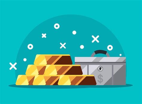 Mallette sécurisée avec des lingots d'or | Vecteur Premium