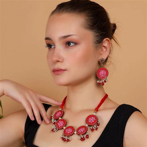 KHOJ.CITY Jewellery Aasiya Classic Multi Color Hand Painted (Necklace ...