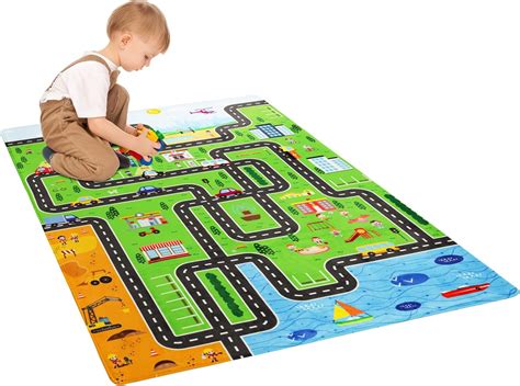 Amazon.com: LTKOUGFAM kids Playmat Car Rug, Kids Play Rugs Town City Road Map Rug, Large ...