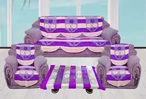 BIGGER FISH Poly Cotton Net Fabric Floral 5 Seater Sofa Cover 10 Pieces ...