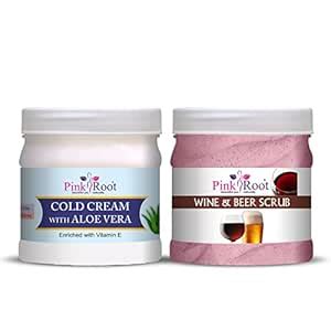 Buy Pink Root Aloevera Cold Cream 500ml with Wine & Beer Scrub 500ml ...