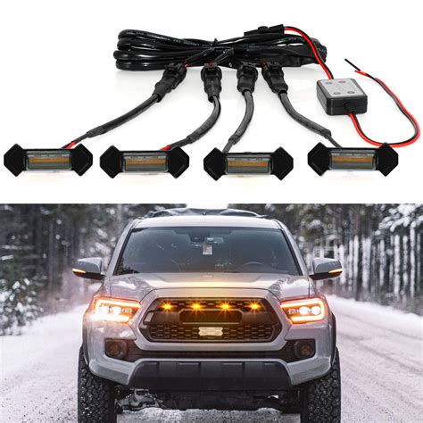 Buy LED Grille Lights Kit Amber Front Grille Lamp 12-24V for Toyota ...
