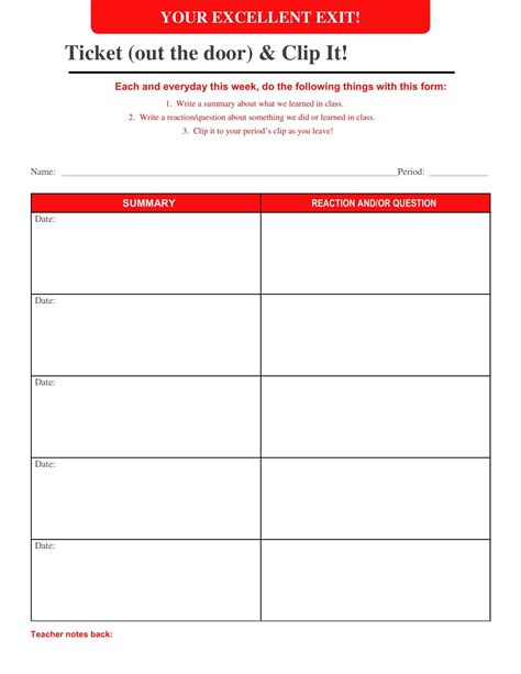 Free Printable Exit Ticket Templates [PDF, Word] Examples